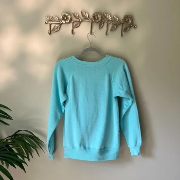 Vintage Hanes Her Way Teal Seafoam Crewneck Sweatshirt Size S - Picture 7 of 7